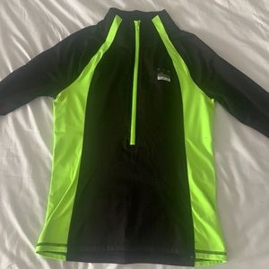 Workout Zip-Up. Soft inside. Black with lime green color on the sides.